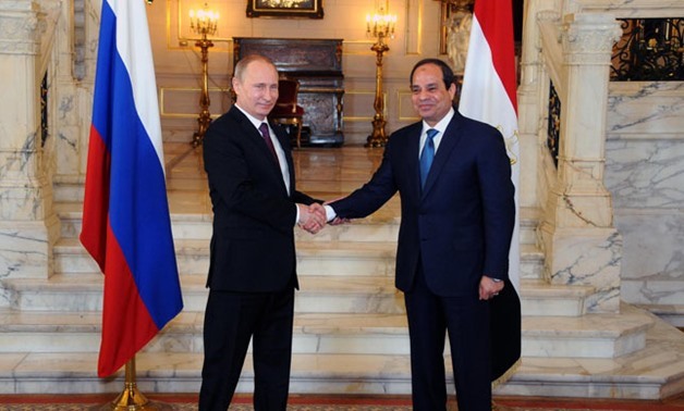 FILE - Egyptian President Abdel Fatah al-Sisi and Russian President Vladamir Putin during the latter's first visit to Egypt in 2015