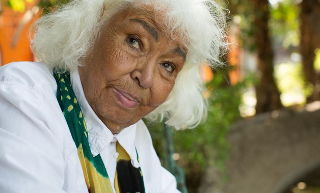 Egyptian feminist Nawal El Saadawi pictured at Cairo Zoo in 2016. Photo by Daniel Meyers