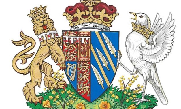 Britain's Meghan, the Duchess of Sussex's, new coat of arms can be seen in this undated handout illustration issued by Kensington Palace in London, Britain, May 25, 2018. Kensington Palace/Handout via REUTERS.