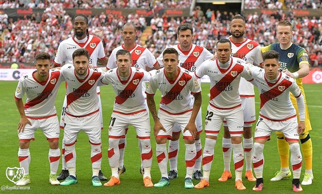 Rayo Vallecano players before the game, photo courtesy of the club twitter account