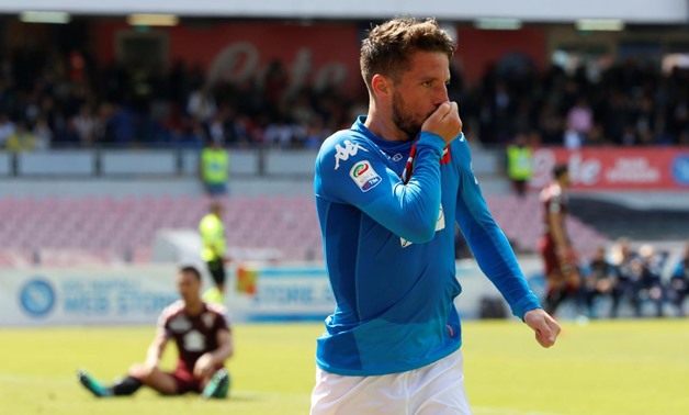 Soccer Football - Serie A - Napoli vs Torino - Stadio San Paolo, Naples, Italy - May 6, 2018 Napoli's Dries Mertens celebrates scoring their first goal REUTERS/Ciro De Luca
