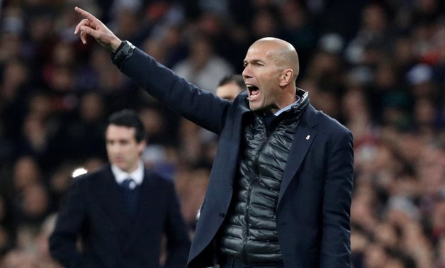 Real Madrid vs Paris St Germain - Santiago Bernabeu, Madrid, Spain - February 14, 2018 Real Madrid coach Zinedine Zidane REUTERS/Paul Hanna 