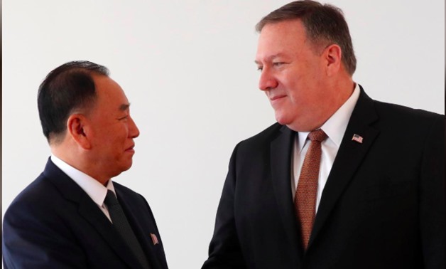 U.S. Secretary of State Mike Pompeo meets with North Korea's envoy Kim Yong Chol in New York, U.S., May 31, 2018. REUTERS/Mike Segar