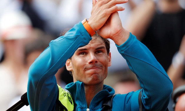 Tennis - French Open - Roland Garros, Paris, France - June 4, 2018 Spain's Rafael Nadal celebrates winnning his fourth round match against Germany's Maximilian Marterer REUTERS/Charles Platiau
