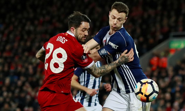 FILE PHOTO: Soccer Football - FA Cup Fourth Round - Liverpool vs West Bromwich Albion - Anfield, Liverpool, Britain - January 27, 2018 Liverpool's Danny Ings in action with West Bromwich Albion's Jonny Evans Action Images via Reuters/Jason Cairnduff/File 