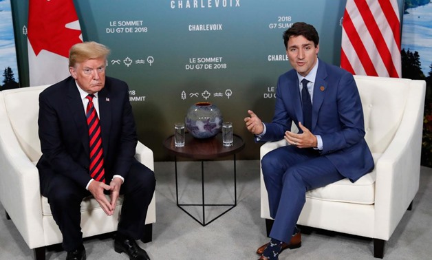 U.S. President Donald Trump meets with Canada’s Prime Minister Justin Trudeau in a bilateral meeting at the G7 Summit in in Charlevoix, Quebec, Canada, June 8, 2018. REUTERS/Leah Millis
