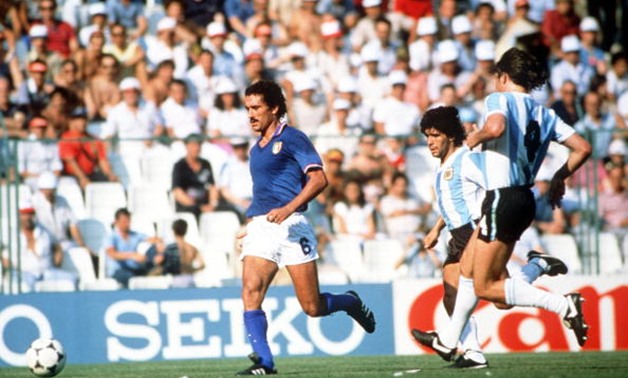 FILE - Claudio Gentile against Maradona during the game 