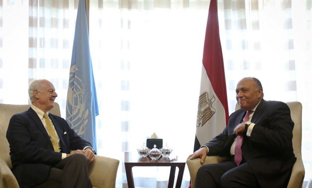 Egypt’s Foreign Minister Sameh Shoukry receives UN Special Envoy for Syria Staffan de Mistura, November, 2014 – Press photo/AFP