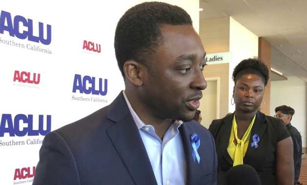Actor Bambadjan Bamba -- shown here at an American Civil Liberties Union event in Los Angeles on June 8 -- hails from Ivory Coast, and is now living in the US as an undocumented immigrant-AFP / Frankie TAGGART

