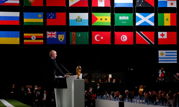 FIFA President Gianni Infantino delivers a speech during the 68th FIFA Congress in Moscow, Russia June 13, 2018. REUTERS/Sergei Karpukhin