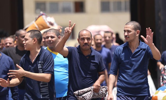 File- Prisoners released per presidential pardon on first day of Eid al-Fitr on June 15, 2018 - Hazim Abdel Samad