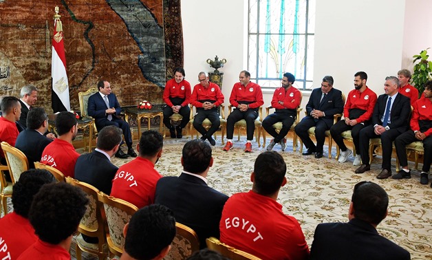 President Abdel-Fatah al-Sisi with All the 23-players and the coaching staff - File Photo