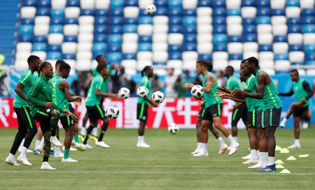Soccer Football - World Cup - Nigeria Training - Kaliningrad Stadium, Kaliningrad, Russia - June 15, 2018 Nigeria players during training REUTERS/Matthew 