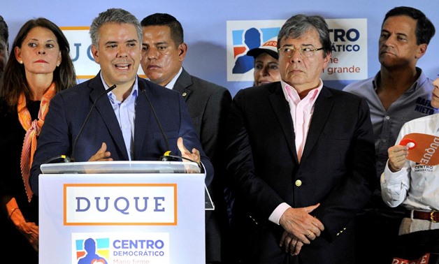 Ivan Duque of the Centro Democratico party is a front-runner in May's presidential election
