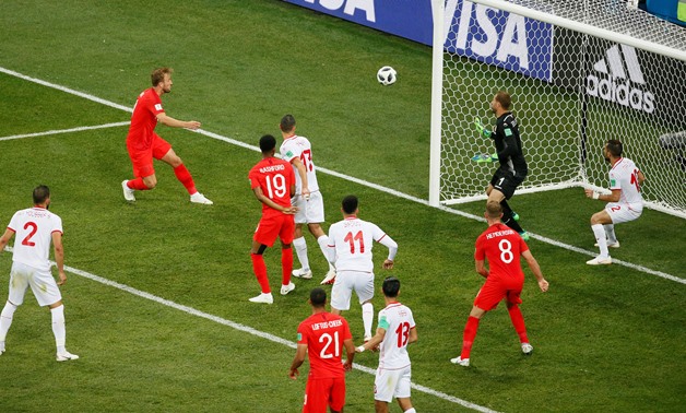 Soccer Football - World Cup - Group G - Tunisia vs England - Volgograd Arena, Volgograd, Russia - June 18, 2018 England's Harry Kane scores their second goal REUTERS/Gleb Garanich