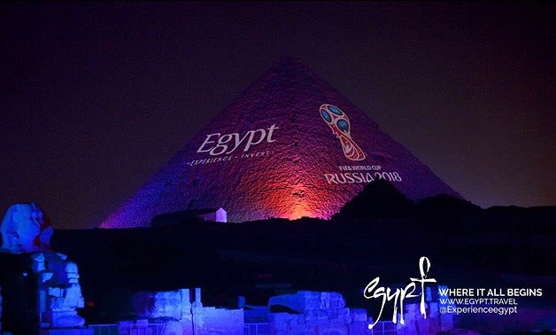 •	Lighting up the pyramids in celebration of announcing Egypt regional supporter of FIFA 2018 World Cup – Egypt.travel/worldcup