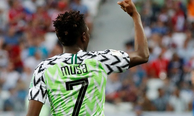 Soccer Football - World Cup - Group D - Nigeria vs Iceland - Volgograd Arena, Volgograd, Russia - June 22, 2018 Nigeria's Ahmed Musa celebrates scoring their second goal REUTERS/Toru Hanai
