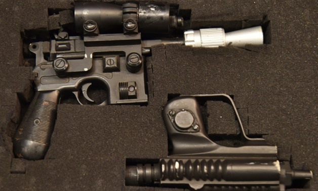 Han Solo's blaster, used by actor Harrison Ford in the filming of "Return of the Jedi," sold at auction for $550,000.