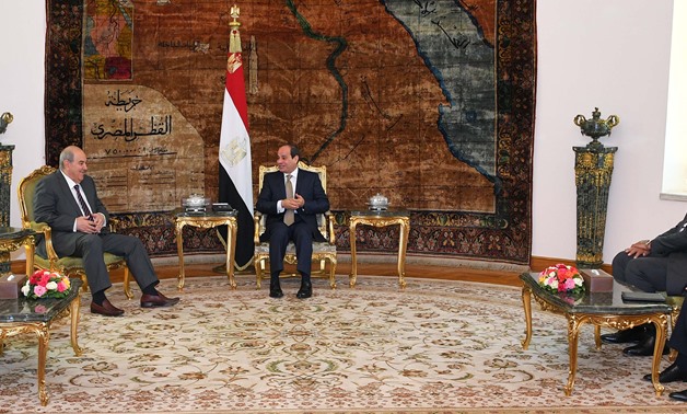 President Abdel Fatah al-Sisi affirms Egypt’s supporting stance towards Iraq during his meeting with Iraqi Vice President Ayad Allawi on Monday, June 25 - Press Photo