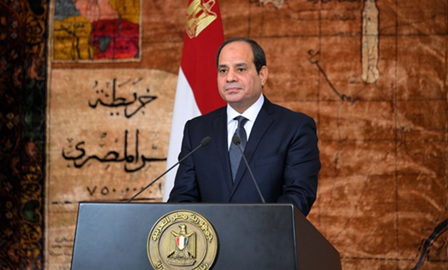 President Abdel Fatah al-Sisi addresses the Egyptian people to commemorate the fifth anniversary of the June 30 Revolution, on June 30, 2018 - Press photo/Presidency