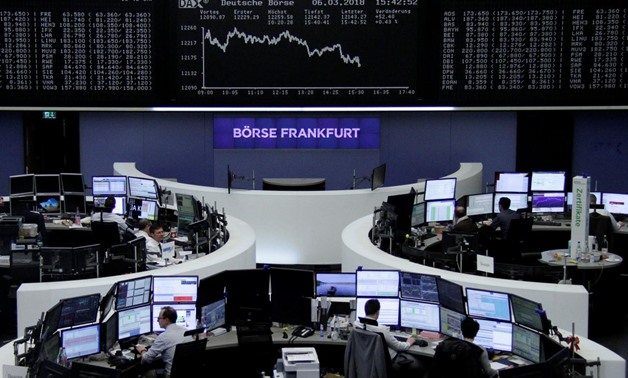 The German share price index, DAX board, is seen at the stock exchange in Frankfurt, Germany, March 9, 2018. REUTERS/Staff/Remote
