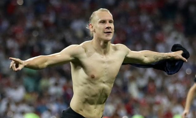 Russia vs Croatia - Fisht Stadium, Sochi, Russia - July 7, 2018 Croatia's Domagoj Vida celebrates their second goal REUTERS/Carl Recine 