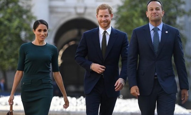 Britain's Prince Harry and his wife Meghan, the Duke and Duchess of Sussex, are greeted by the Taoiseach Leo Varadkar - Reuters