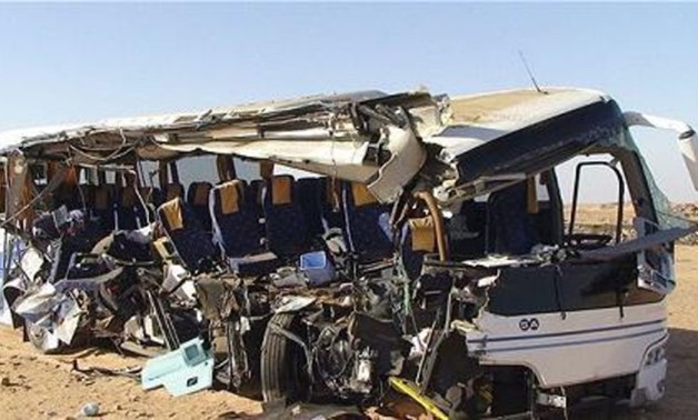 At least 30 people were killed in a bus crash when two buses collided in Southern Egypt and a third one subsequently smashed into their wreckage, October, 13, 2014 – Reuters