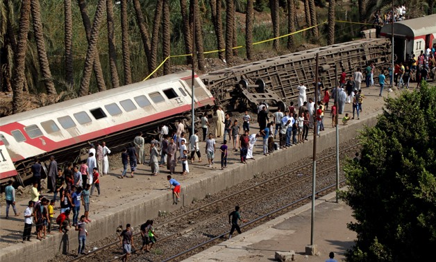 File- Three trains cars derailed in Giza, leaving at least 34 injured on Friday, July 13, 2018- Khaled Kamel/ Egypt Today