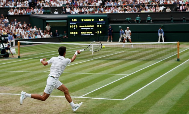 Tennis - Wimbledon - All England Lawn Tennis and Croquet Club, London, Britain - July 14, 2018 Serbia's Novak Djokovic in action during his semi final match against Spain's Rafael Nadal REUTERS/Andrew Boyers
