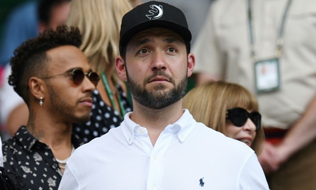Proud: Alexis Ohanian, the husband of Serena Williams, watches the Wimbledon final
AFP / Oli SCARFF
