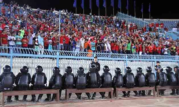 Security forces inside a soccer stadium - Archive