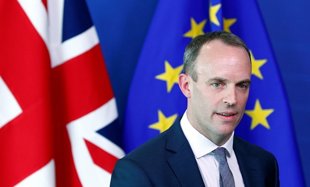 Britain's Secretary of State for Exiting the European Union, Dominic Raab, talks to the media ahead of a meeting with European Union's chief Brexit negotiator, Michel Barnier (not pictured), in Brussels, Belgium July 19, 2018. REUTERS/Francois Lenoir
