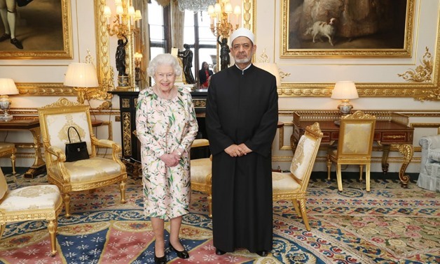 Grand Imam of Al-Azhar, and the Chairman of the Muslim Council of Elders, Dr. Ahmed el-Tayyeb meets Britain’s Queen Elizabeth II, at Windsor Castle in London on Thursday/ Press Photo / CC PAImages