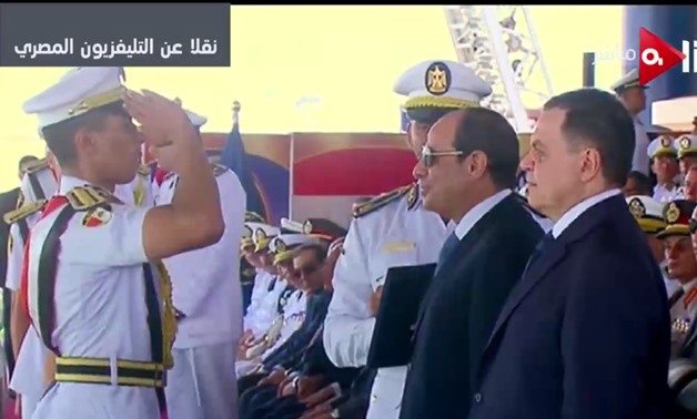  President Abdel Fatah al-Sisi attends graduation ceremony of a new batch of police cadets at the Police Academy in New Cairo city, on the southeastern edge of Cairo Governorate - TV Screenshot