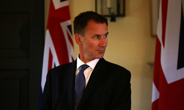 FILE PHOTO: Britain's Foreign Secretary Jeremy Hunt gives a press conference at the Royal Botanic Garden in Edinburgh, Scotland July 20, 2018.
