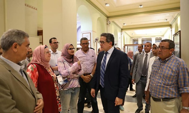 Minister of Antiquities Khaled al-Anany visited the Egyptian Museum in Tahrir on Wednesday-Ministry of Antiquities' official Facebook page 