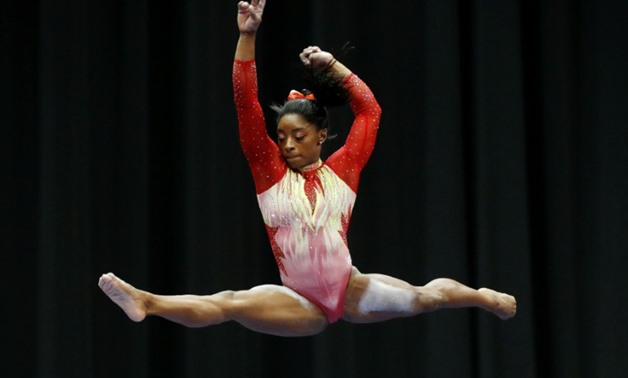 Simone Biles, who tied an Olympic record with five medals, four of them gold, at the Rio Games, hadn't competed since 2016 and she showed some signs of nerves
GETTY/AFP / Joe Robbins
