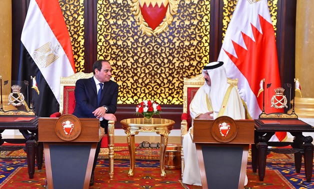 President Abdel Fatah al-Sisi meets his Bahraini counterpart press photo