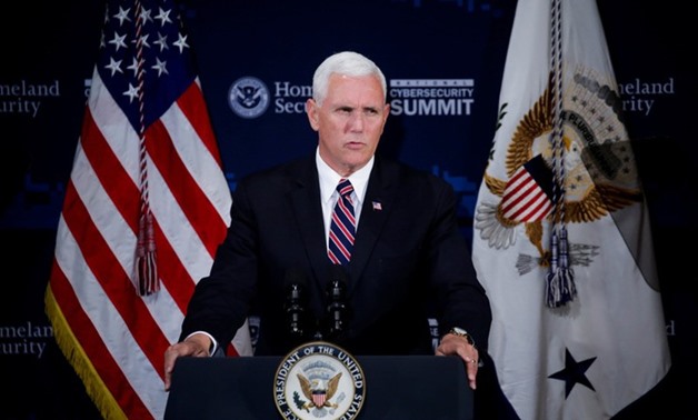 U.S. Vice President Mike Pence speaks to attendees during the Department of Homeland Security's Cybersecurity Summit in Manhattan, New York - Reuters