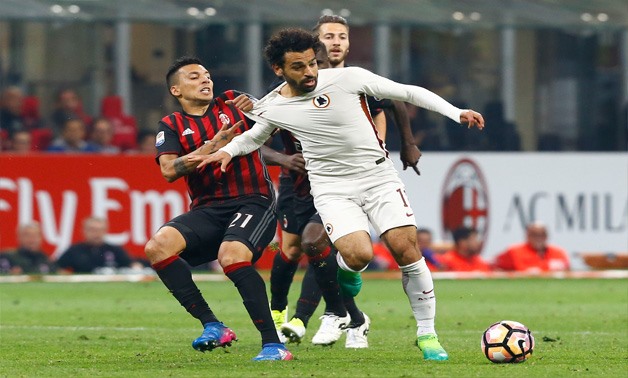 Mohamed Salah during Roma and Milan face-off Sunday