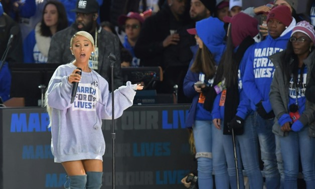Pop star Ariana Grande - performing here at the Washington DC March for Our Lives rally in March 2018 - will sing "God Is a Woman" about the delights of sex at the MTV Video Music Awards.
