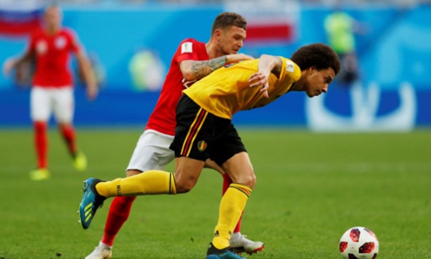 FILE PHOTO - Soccer Football - World Cup - Third Place Play Off - Belgium v England - Saint Petersburg Stadium, Saint Petersburg, Russia - July 14, 2018 England's Kieran Trippier in action with Belgium's Axel Witsel REUTERS/Lee Smith 