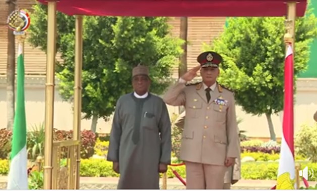 Defense Minister Mohamed Zaki met on Monday with his Nigerian counterpart Mansur Muhammad Dan for talks on boosting military cooperation - screenshot from video for the visit published by the army spokesperson facebook page
