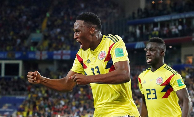 FILE PHOTO: Soccer Football - World Cup - Round of 16 - Colombia vs England - Spartak Stadium, Moscow, Russia - July 3, 2018 Colombia's Yerry Mina celebrates scoring their first goal REUTERS/Maxim Shemetov/File Photo
