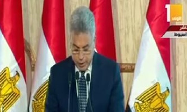 Screenshot of Head of Administrative Control Authority Mohamed Arfan during the inauguration of the New Assiut barrage project/ National TV Channel