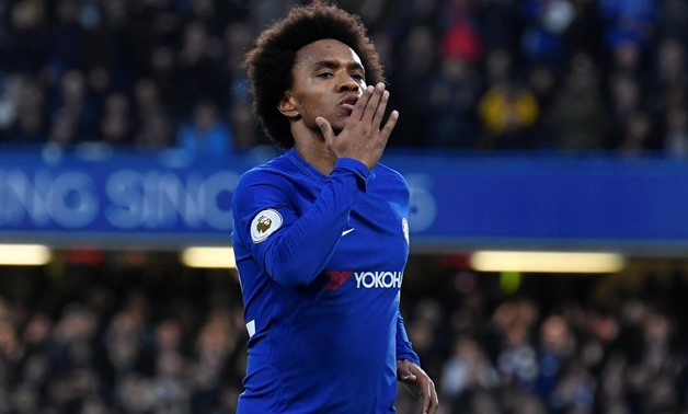 Soccer Football - Premier League - Chelsea vs Crystal Palace - Stamford Bridge, London, Britain - March 10, 2018 Chelsea's Willian celebrates scoring their first goal REUTERS/Toby Melville
