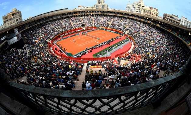 General view of the Valencia's bullring during the Davis Cup quarter-final tennis match between Spain's David Ferrer and Germany's Alexander Zverev, on April 6, 2018
AFP/File / Jose Jordan
