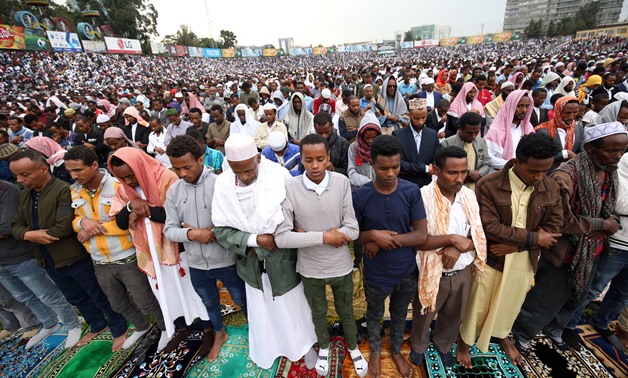 Muslim faithful attend prayers to mark Kurban-Ait, also known as Eid al-Adha, in Addis Ababa, Ethiopia August 21, 2018. REUTERS/Tiksa Negeri

