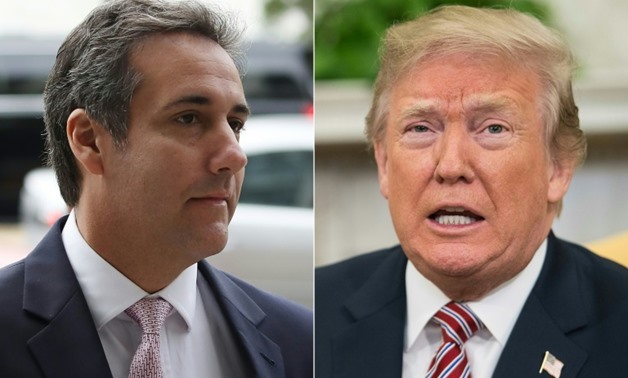 FILE- US President Donald Trump and his longtime personal lawyer Michael Cohen